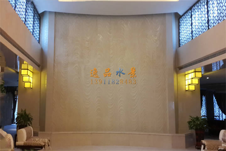 會(huì)所米黃石材水幕墻